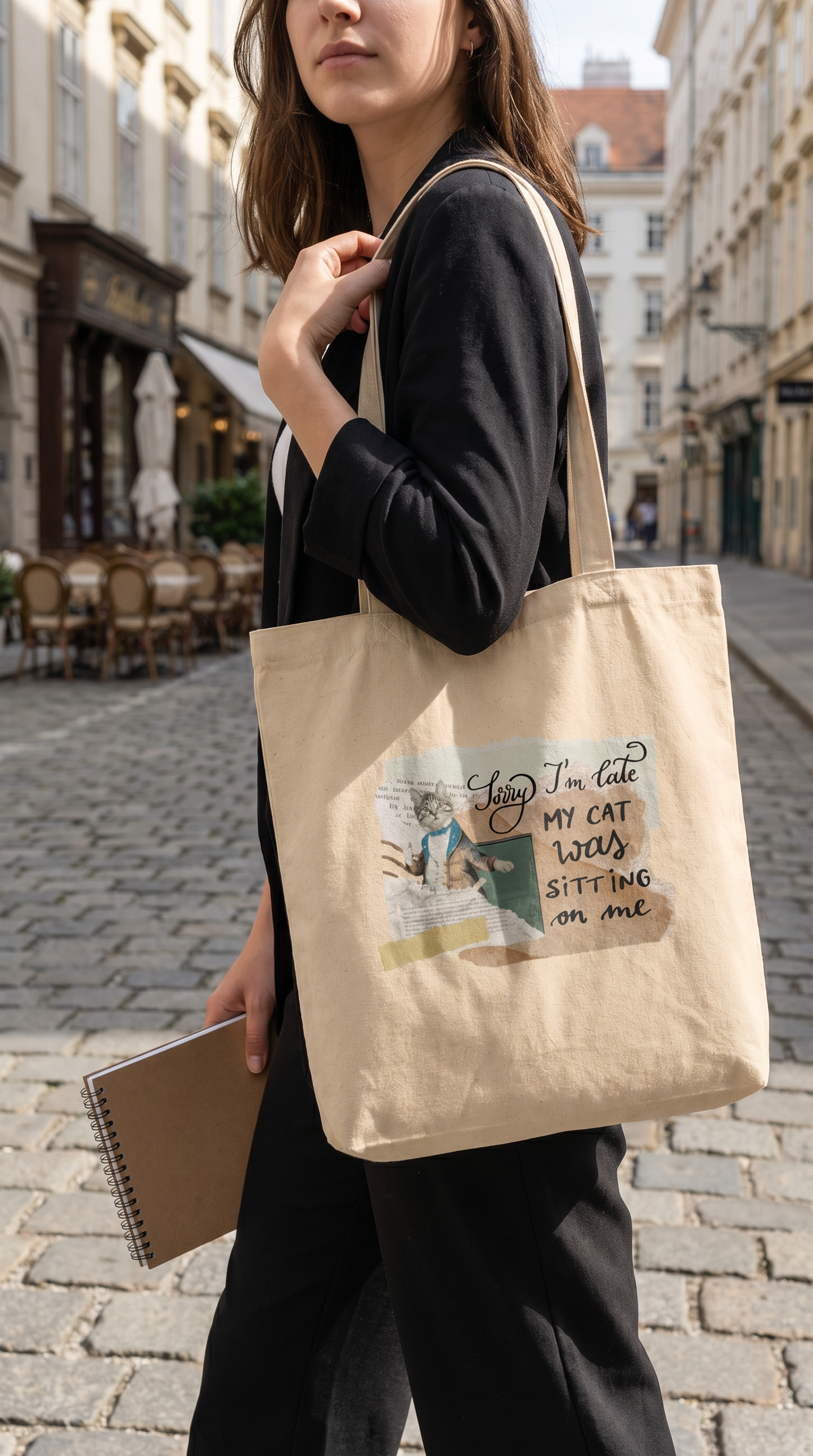 Cotton tote bag "Sorry I'm late"