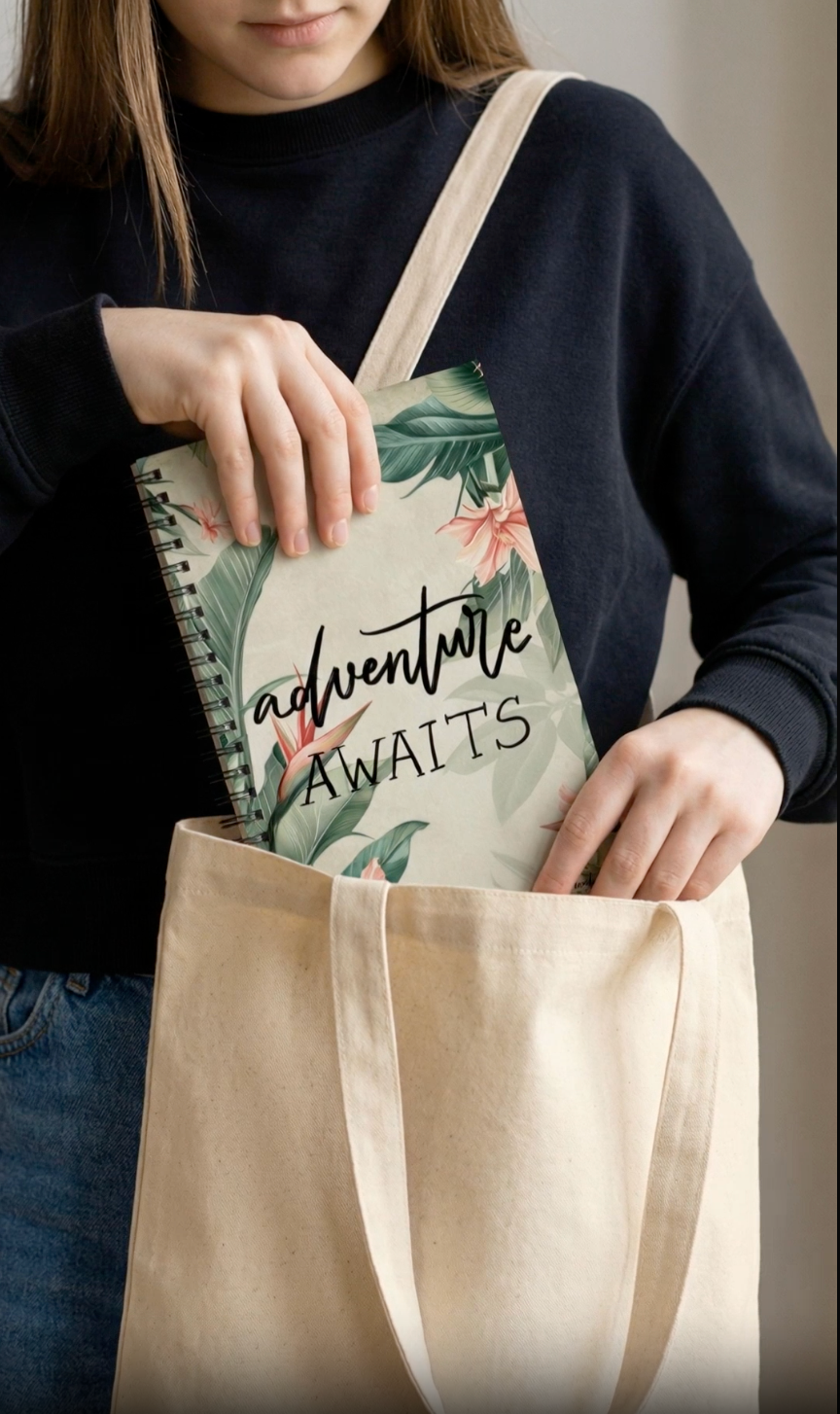 Spiral notebook "adventure awaits"