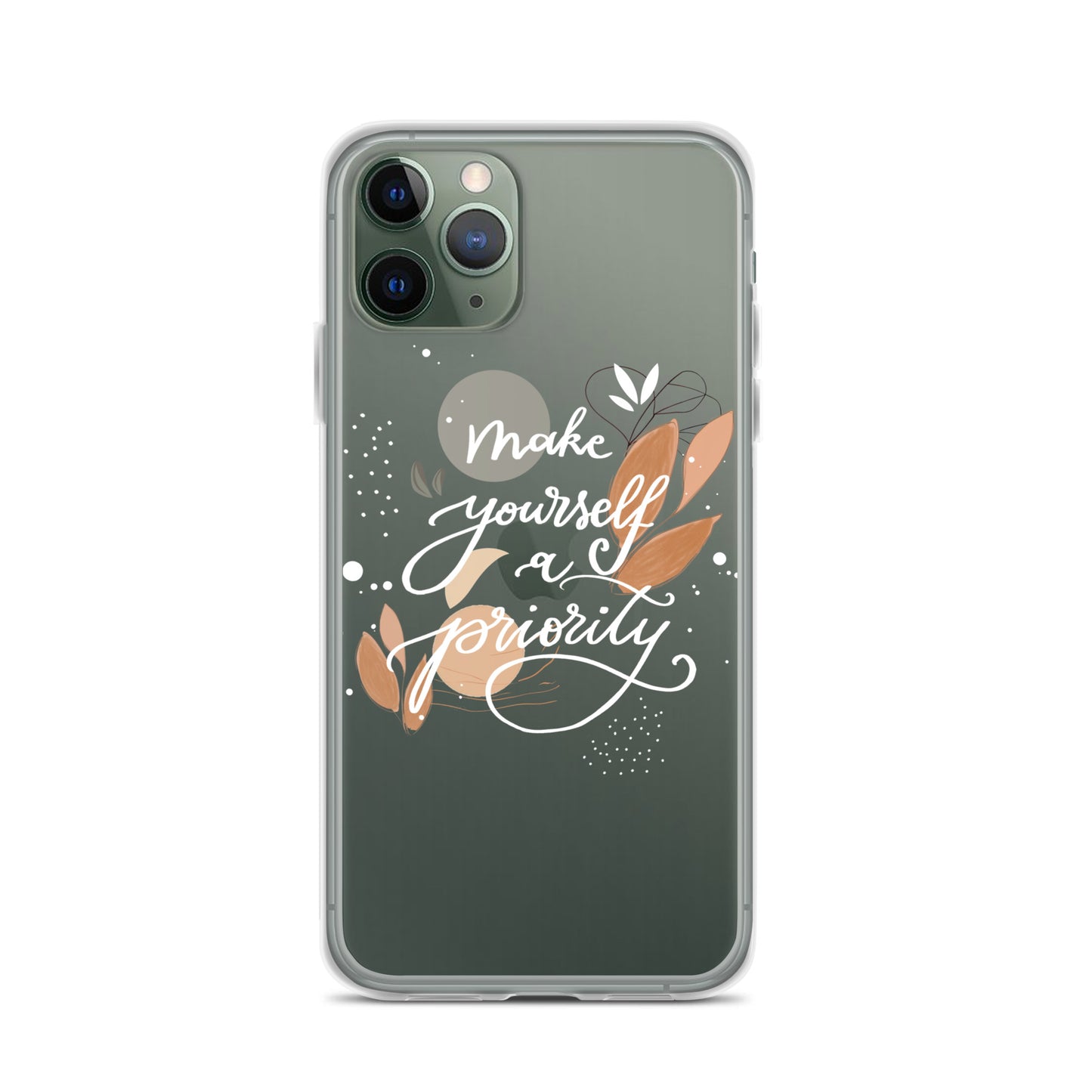 Clear Case for iPhone® "make yourself a priority" (white)