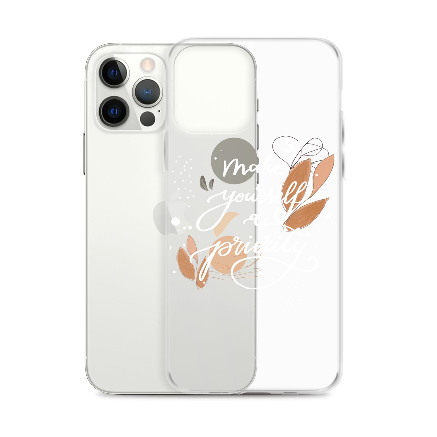 Clear Case for iPhone® "make yourself a priority" (white)