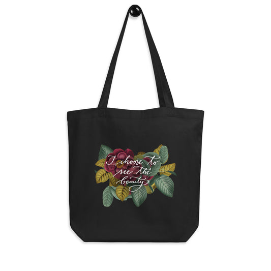 Tote bag "I choose to see the beauty - vintage flowers"