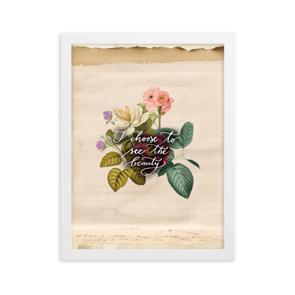 Framed matte paper poster "I choose to see vintage rose"