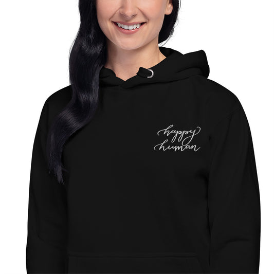 Embroidered Hoodie "happy human"