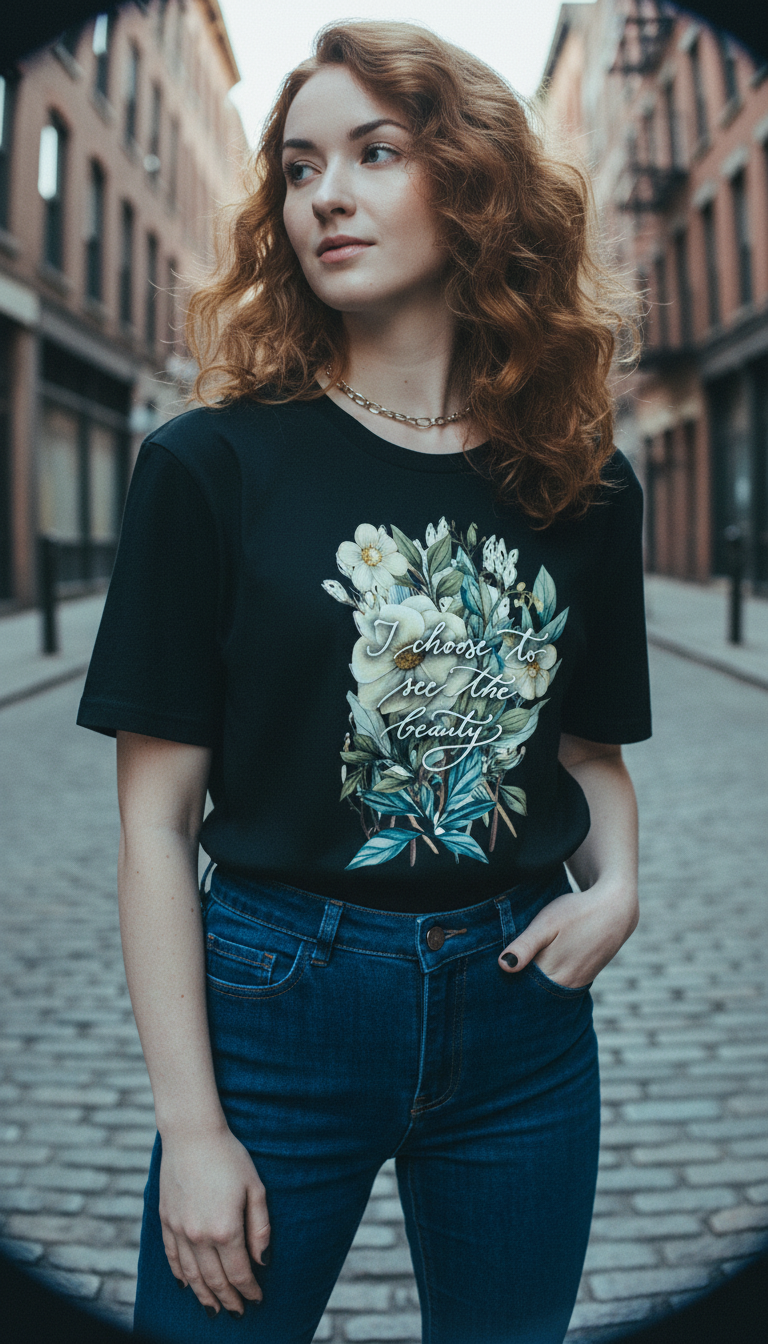 Unisex organic cotton t-shirt "I choose to see flowers"