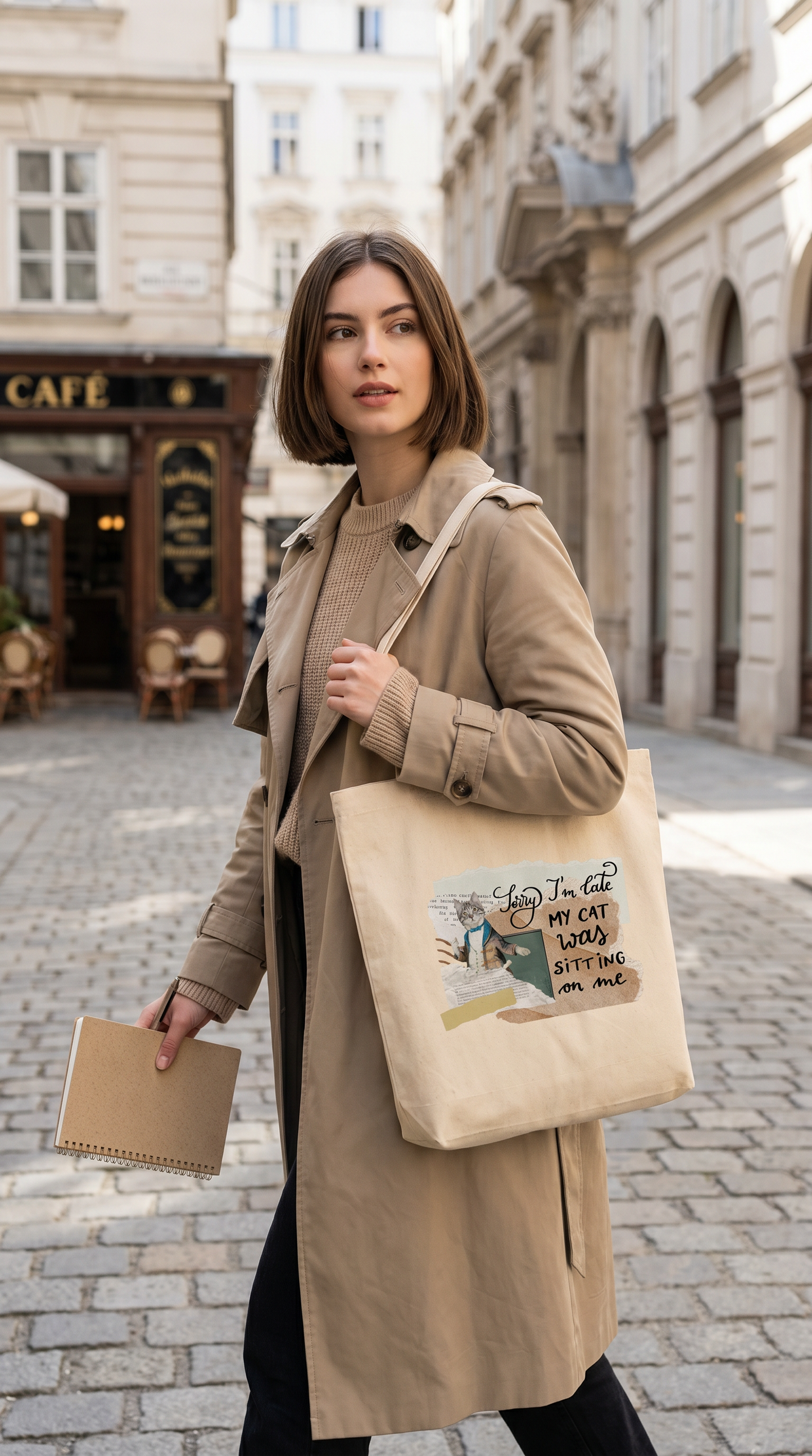 Cotton tote bag "Sorry I'm late"