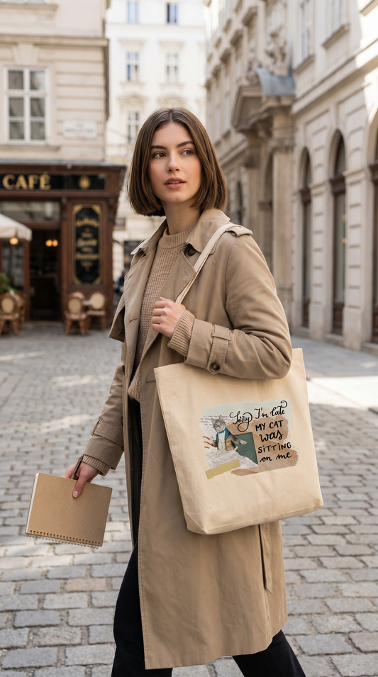 Cotton tote bag "Sorry I'm late"