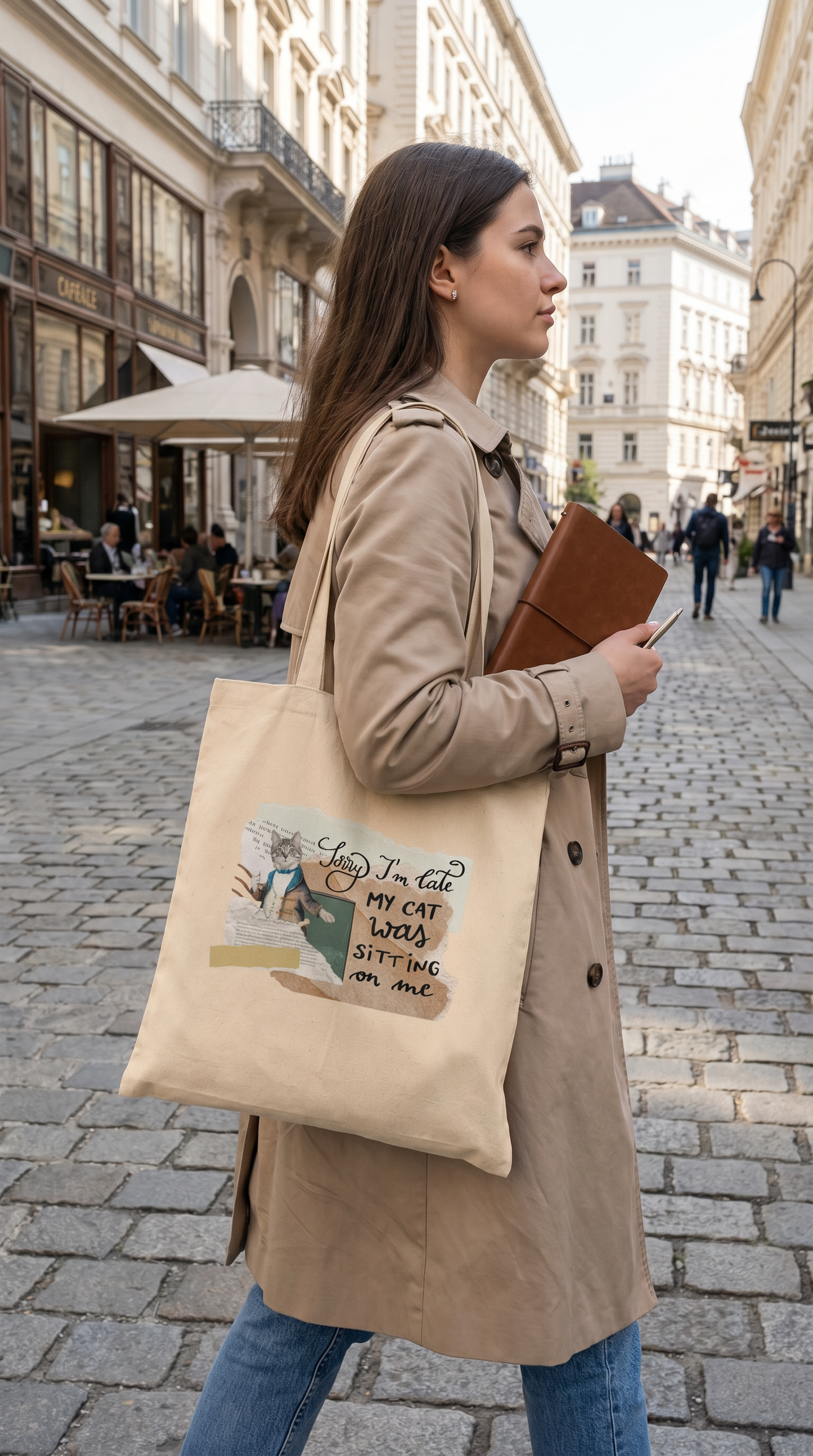 Cotton tote bag "Sorry I'm late"