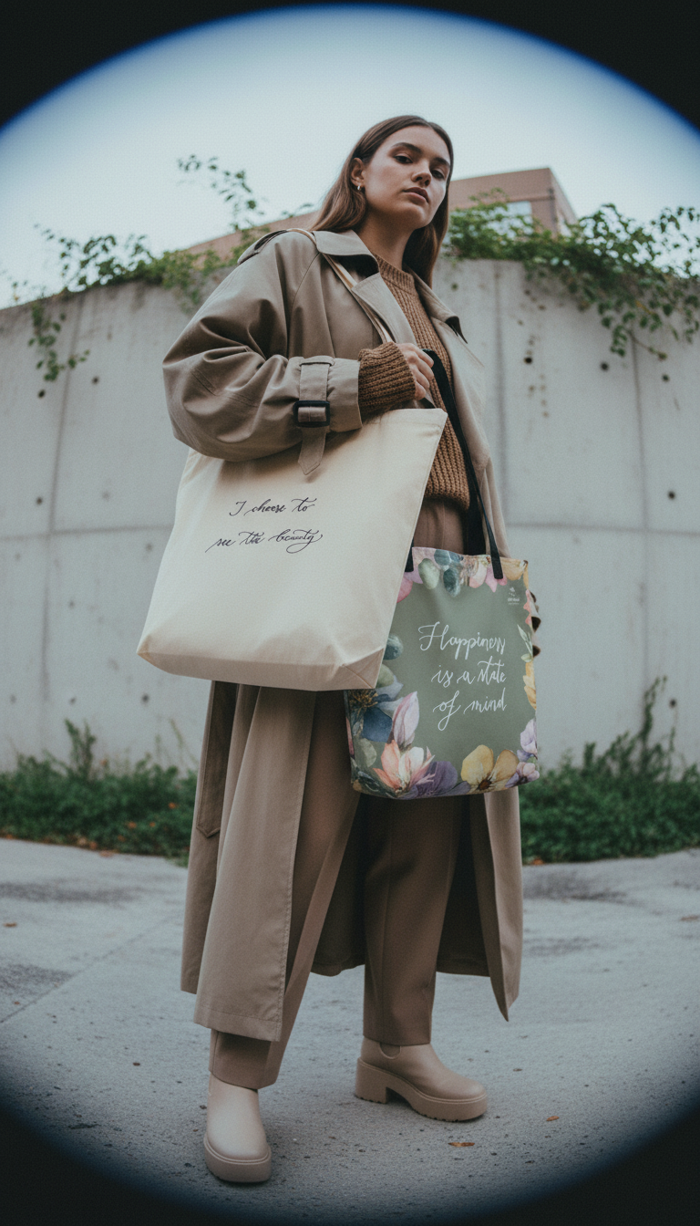 Tote bag "Happiness" floral