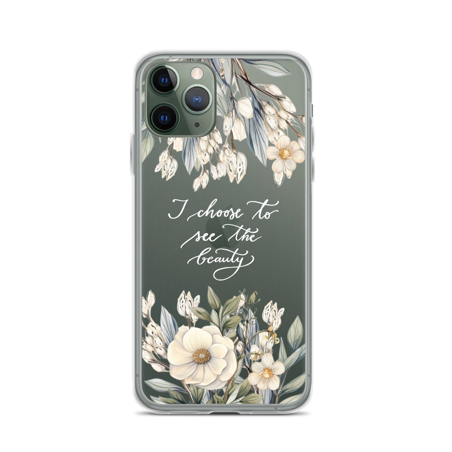 Clear Case for iPhone® "I choose to see flowers" (white)