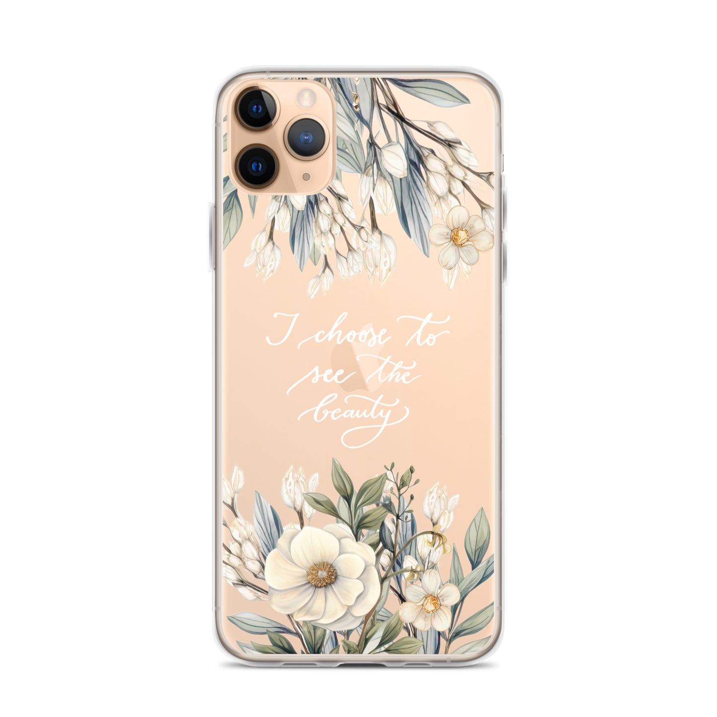 Clear Case for iPhone® "I choose to see flowers" (white)