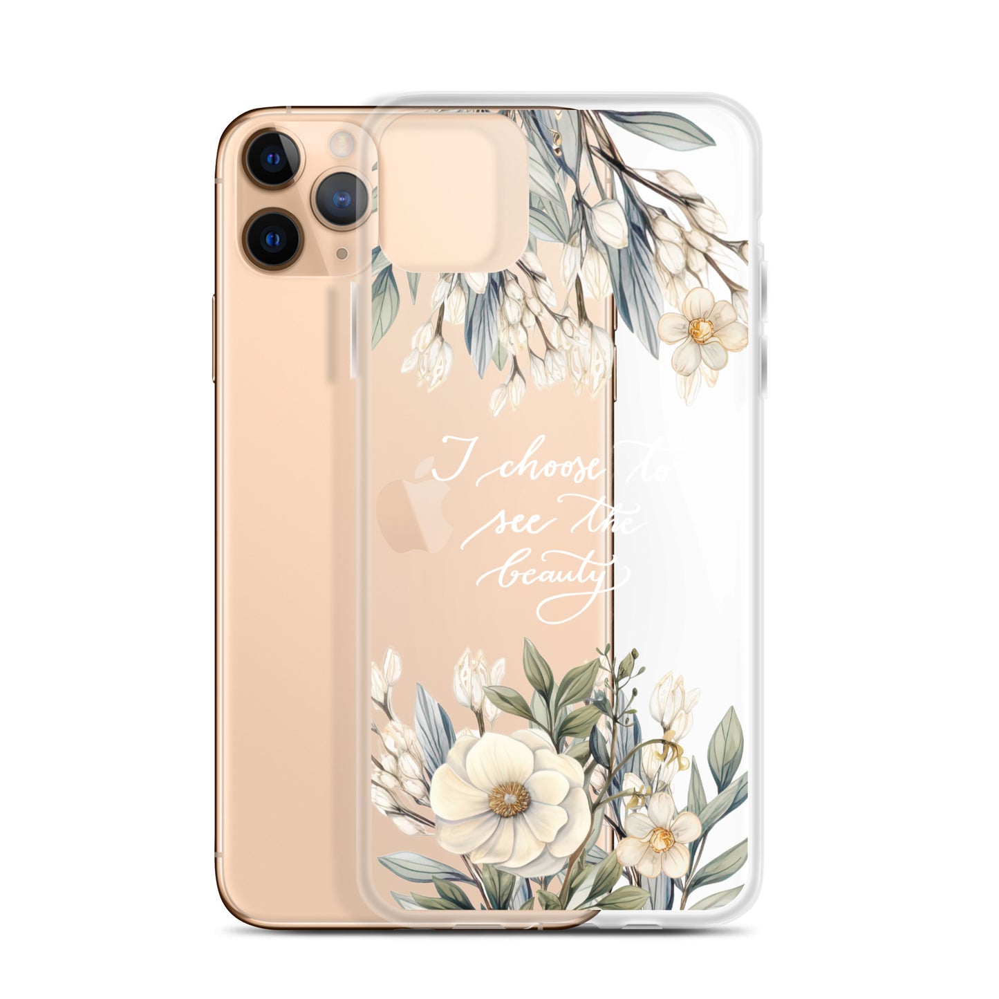 Clear Case for iPhone® "I choose to see flowers" (white)