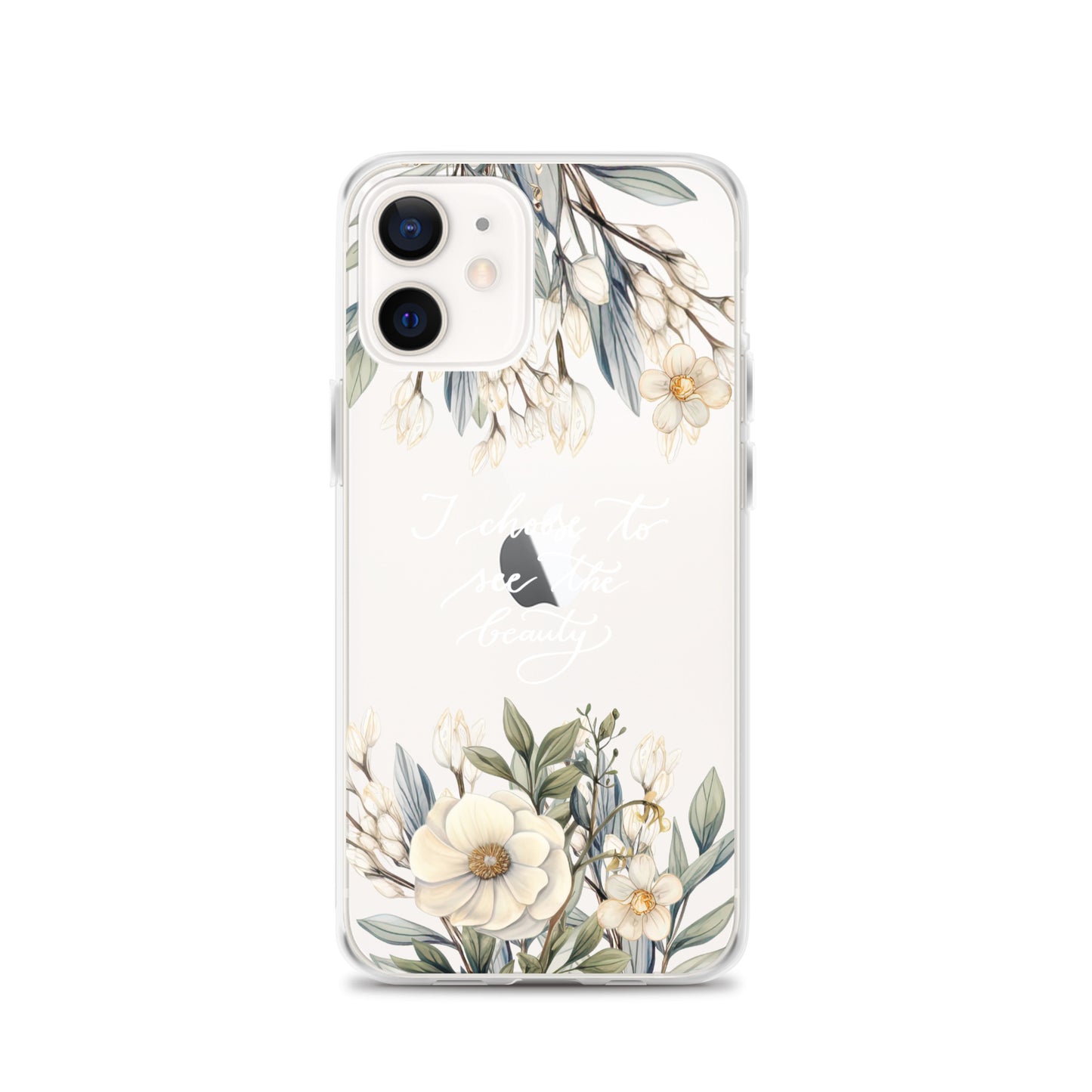 Clear Case for iPhone® "I choose to see flowers" (white)