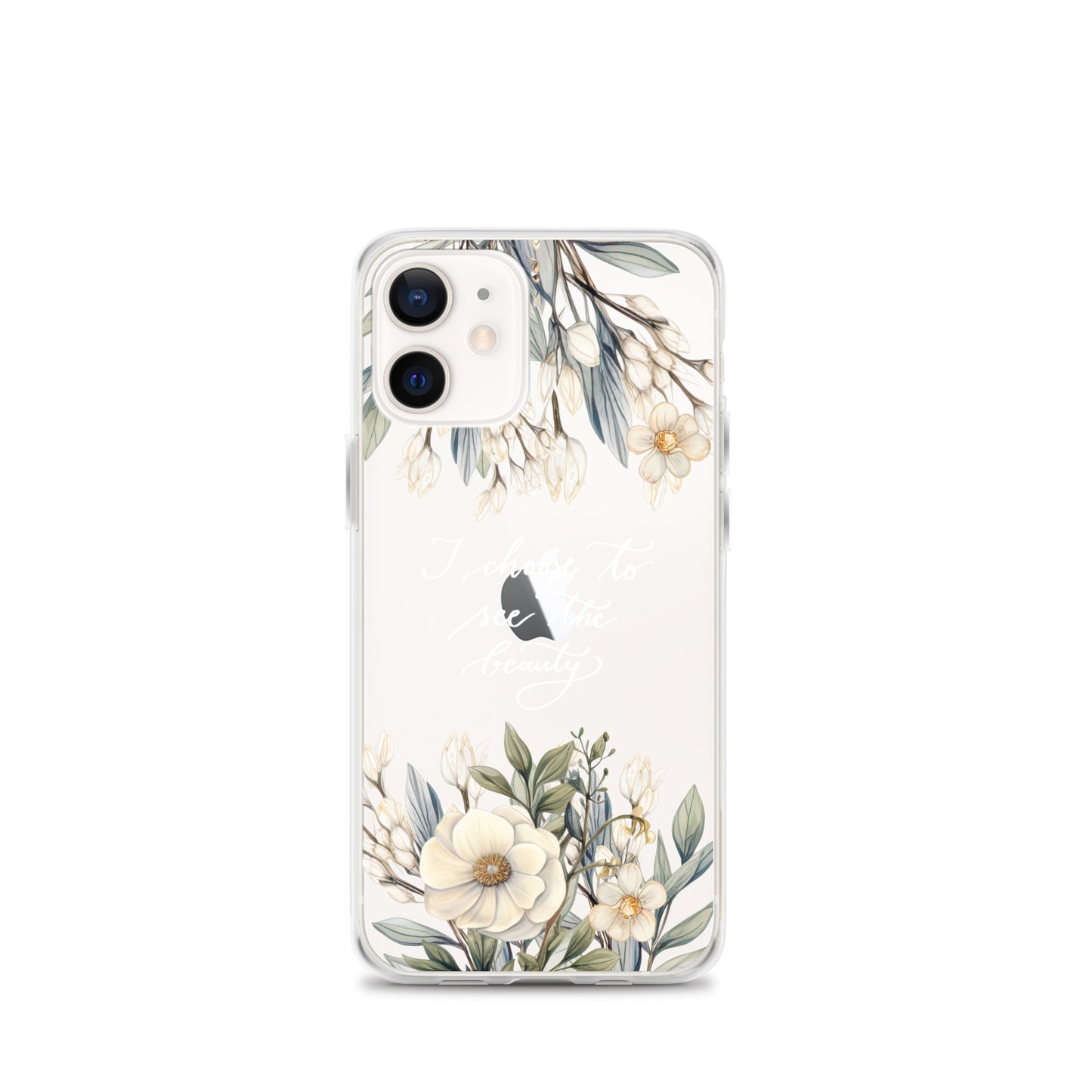 Clear Case for iPhone® "I choose to see flowers" (white)