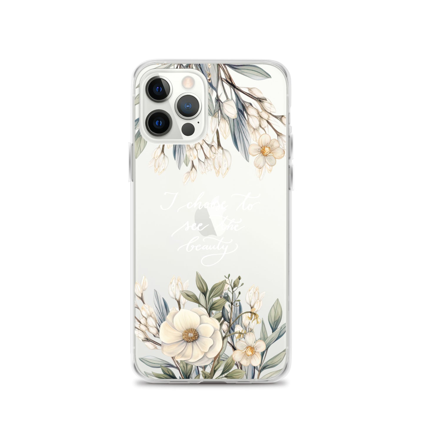 Clear Case for iPhone® "I choose to see flowers" (white)