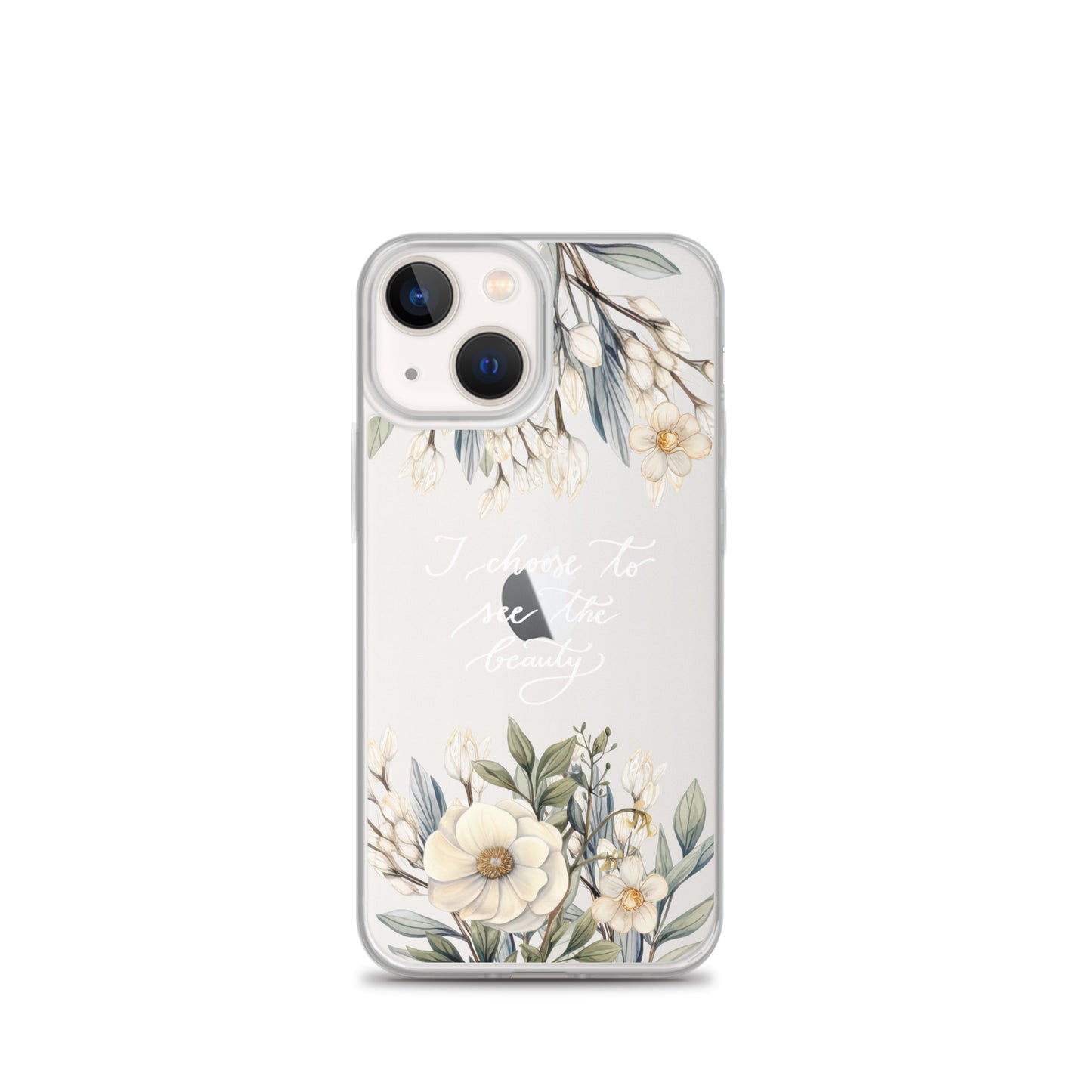 Clear Case for iPhone® "I choose to see flowers" (white)