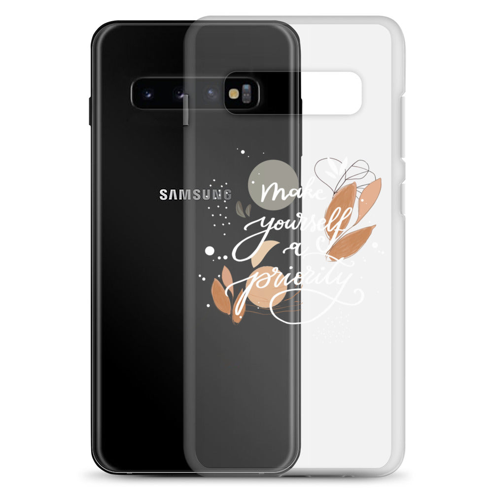 Clear Case for Samsung® "make yourself a priority" (white)