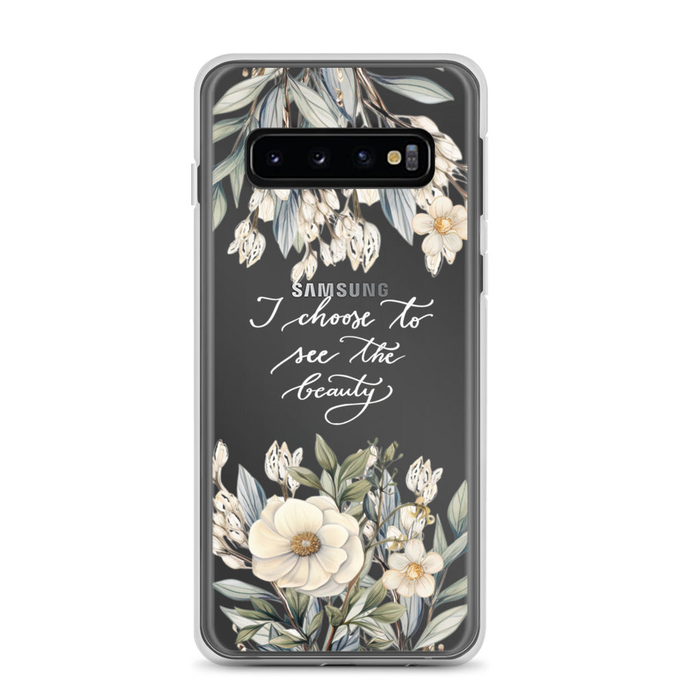 Clear Case for Samsung® "I choose to see elegant flowers" (white)