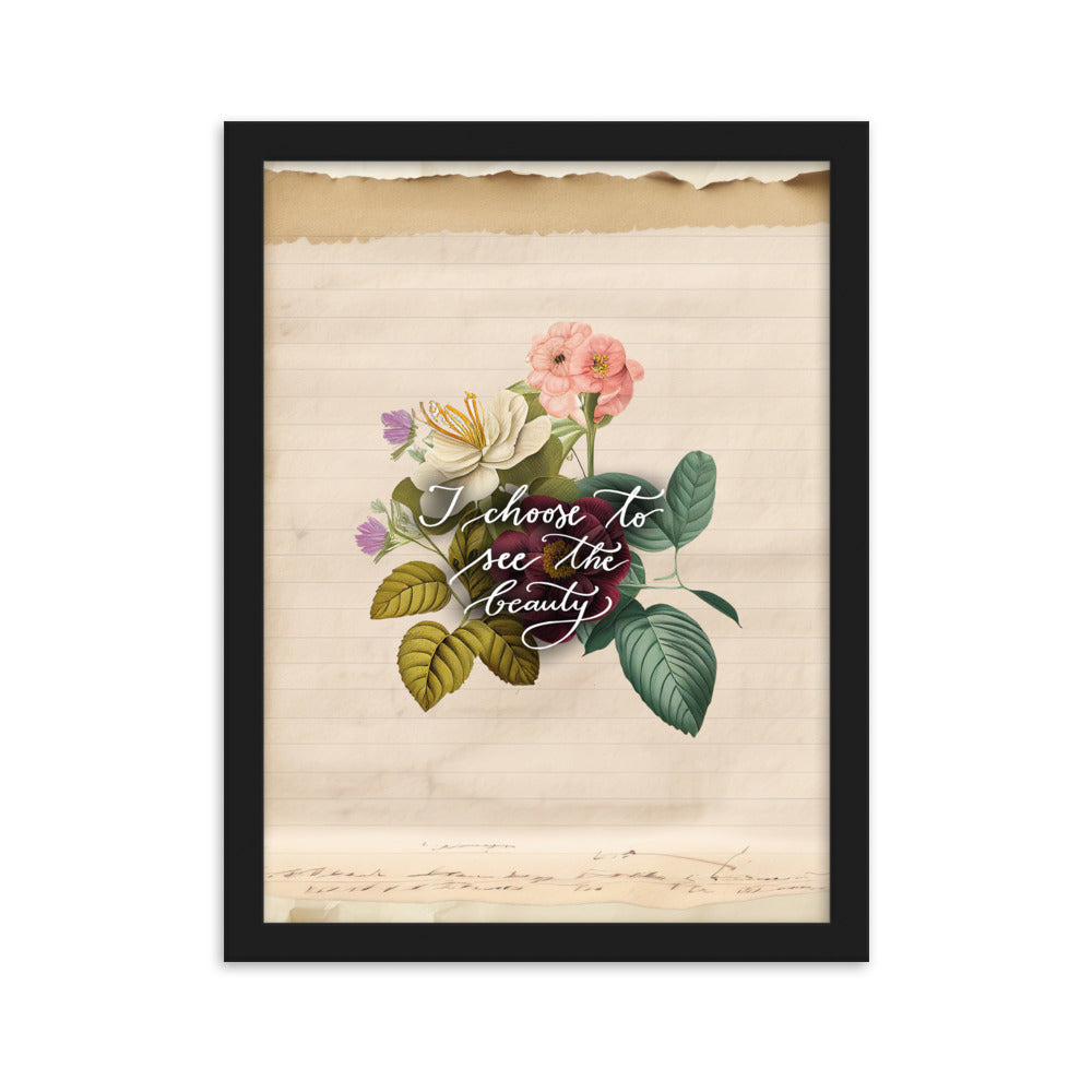 Framed matte paper poster "I choose to see vintage rose"