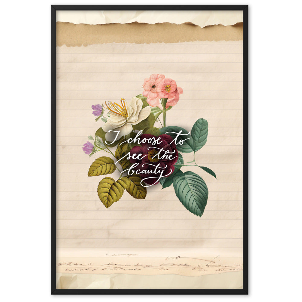 Framed matte paper poster "I choose to see vintage rose"