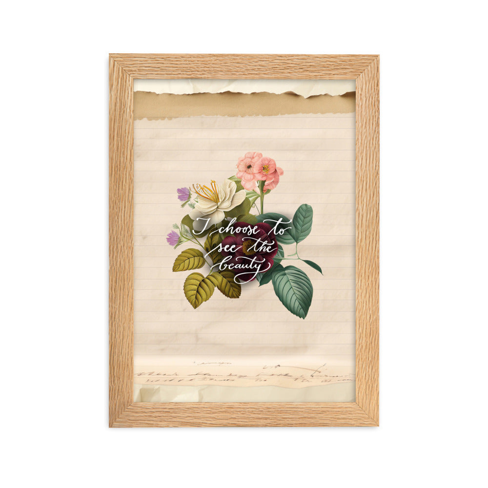 Framed matte paper poster "I choose to see vintage rose"