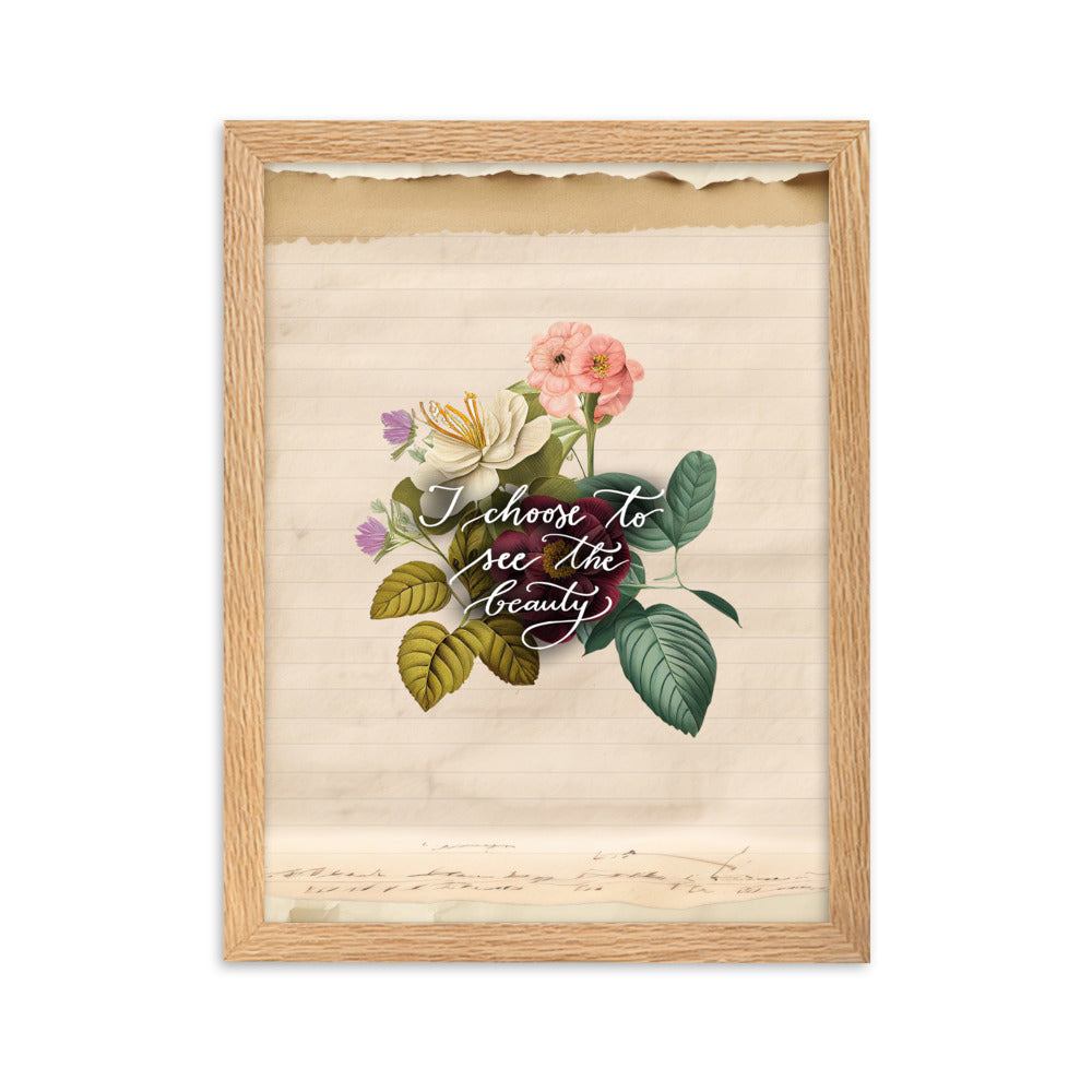 Framed matte paper poster "I choose to see vintage rose"