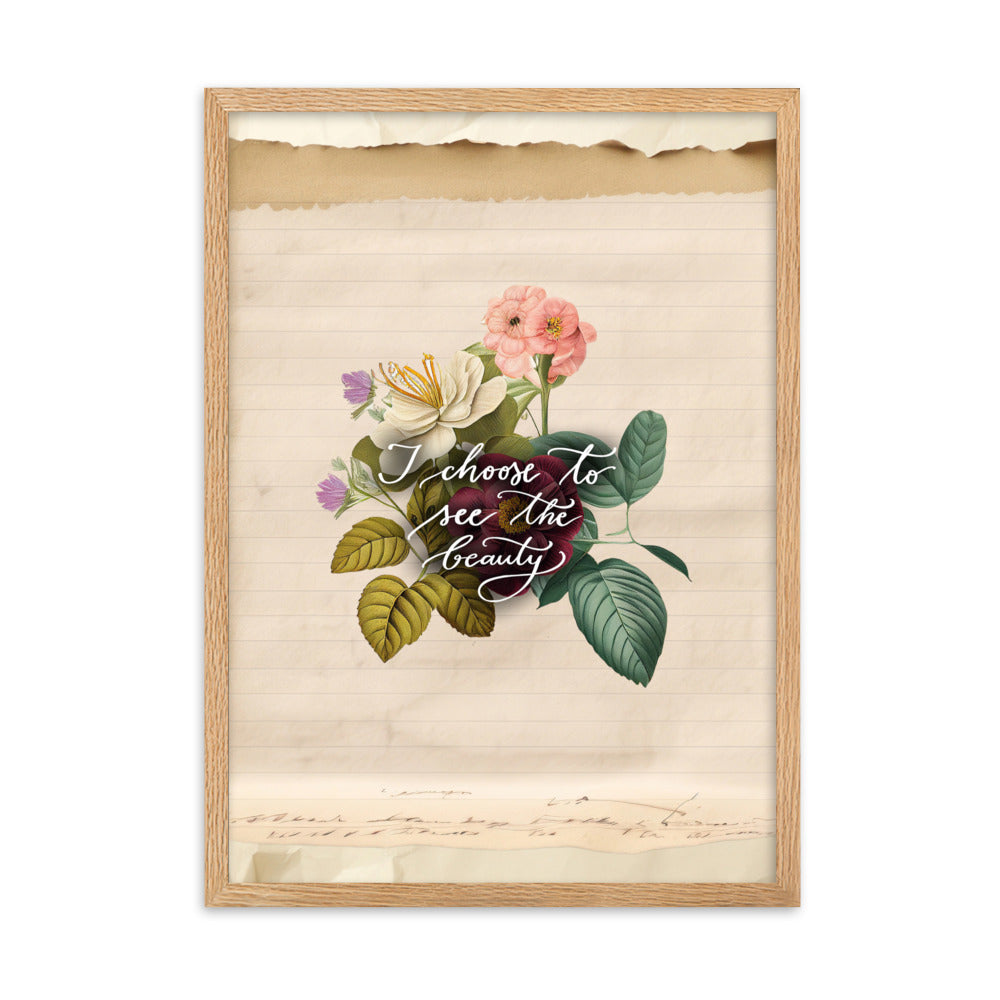 Framed matte paper poster "I choose to see vintage rose"