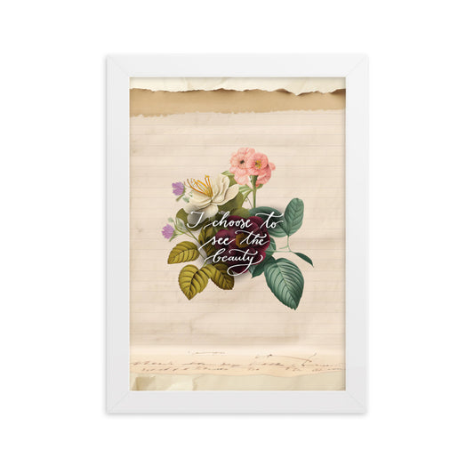 Framed matte paper poster "I choose to see vintage rose"