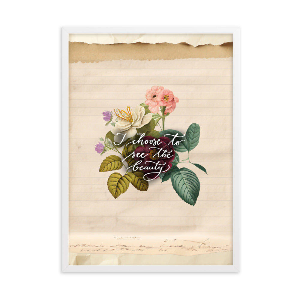 Framed matte paper poster "I choose to see vintage rose"