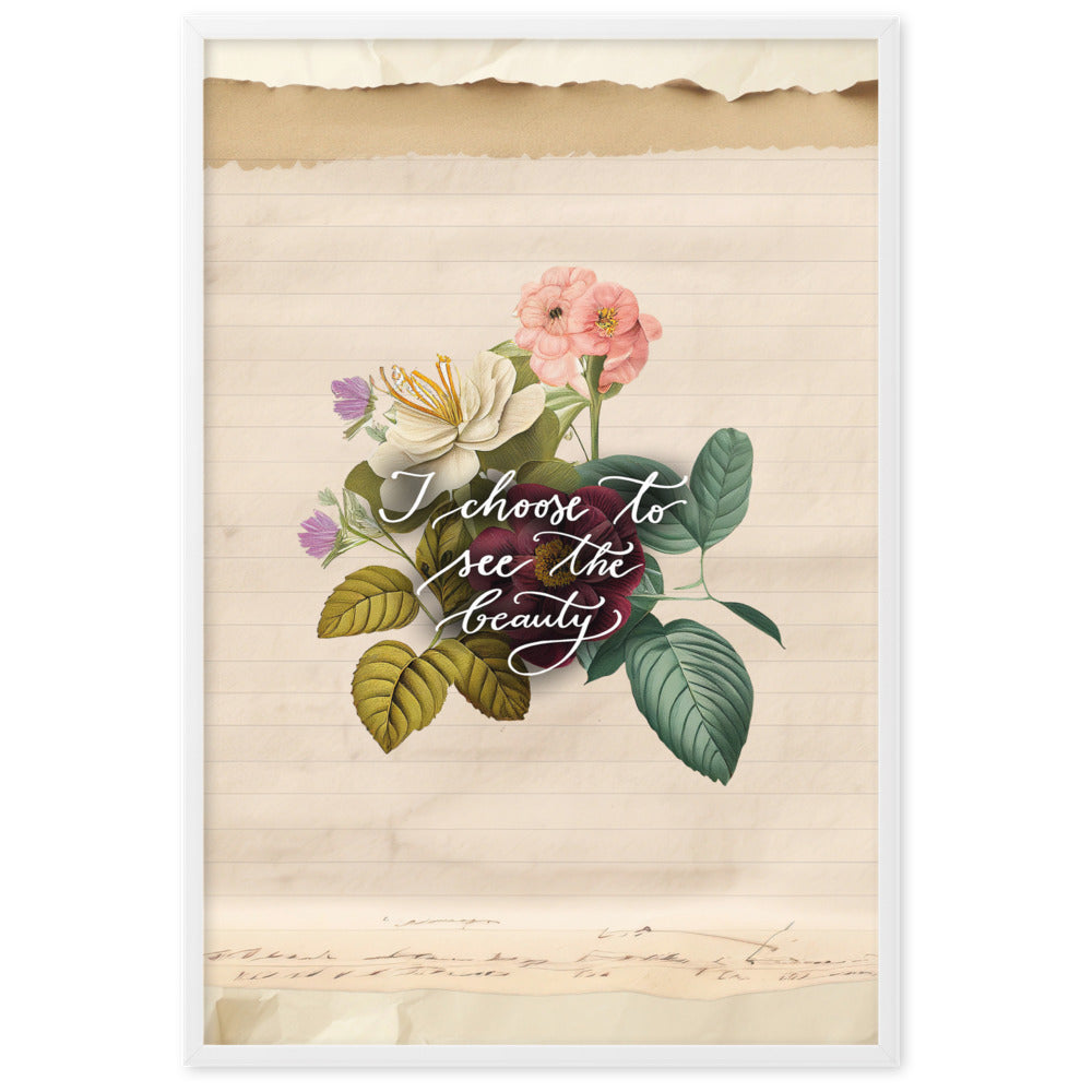 Framed matte paper poster "I choose to see vintage rose"