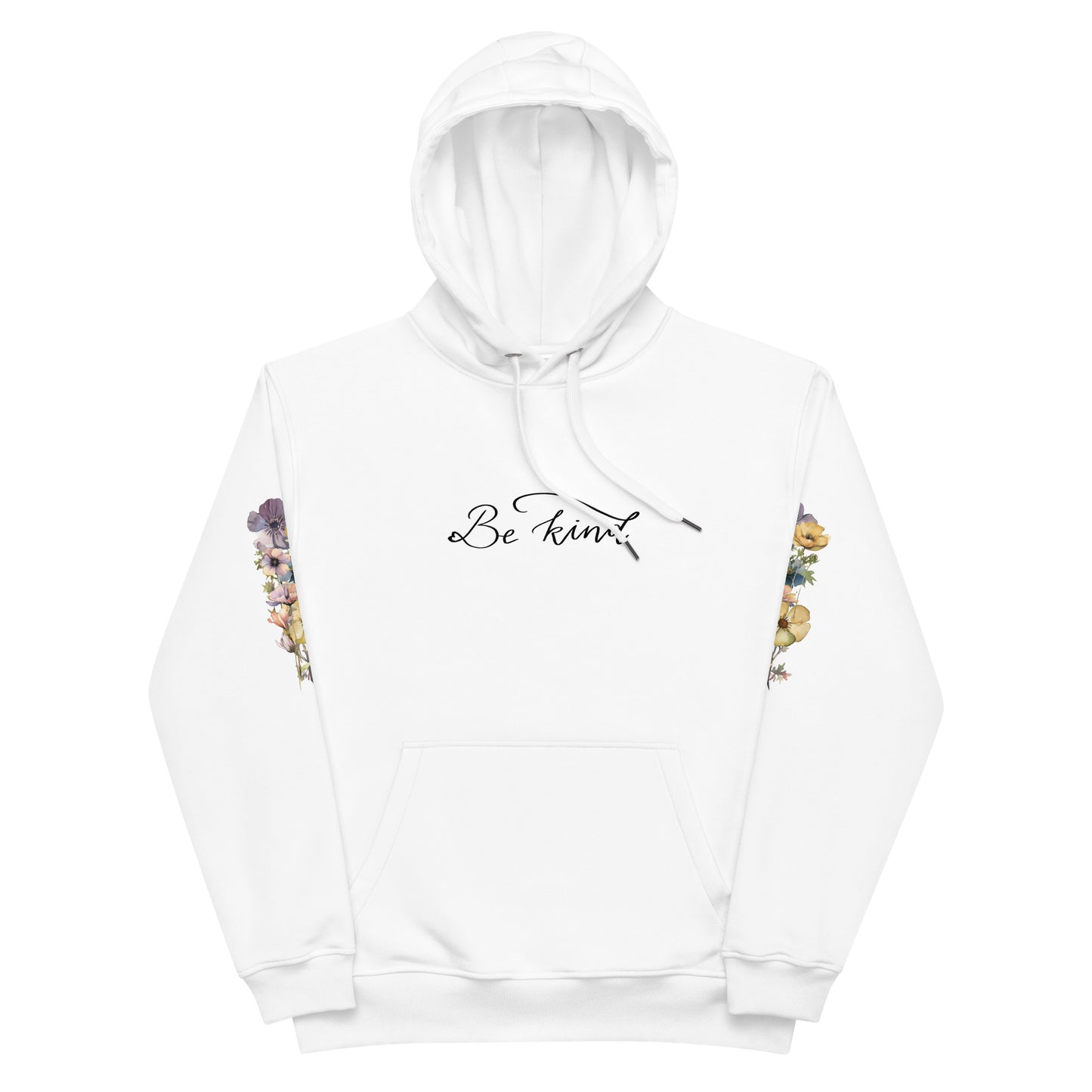 Premium eco hoodie "Be kind" floral sleeves