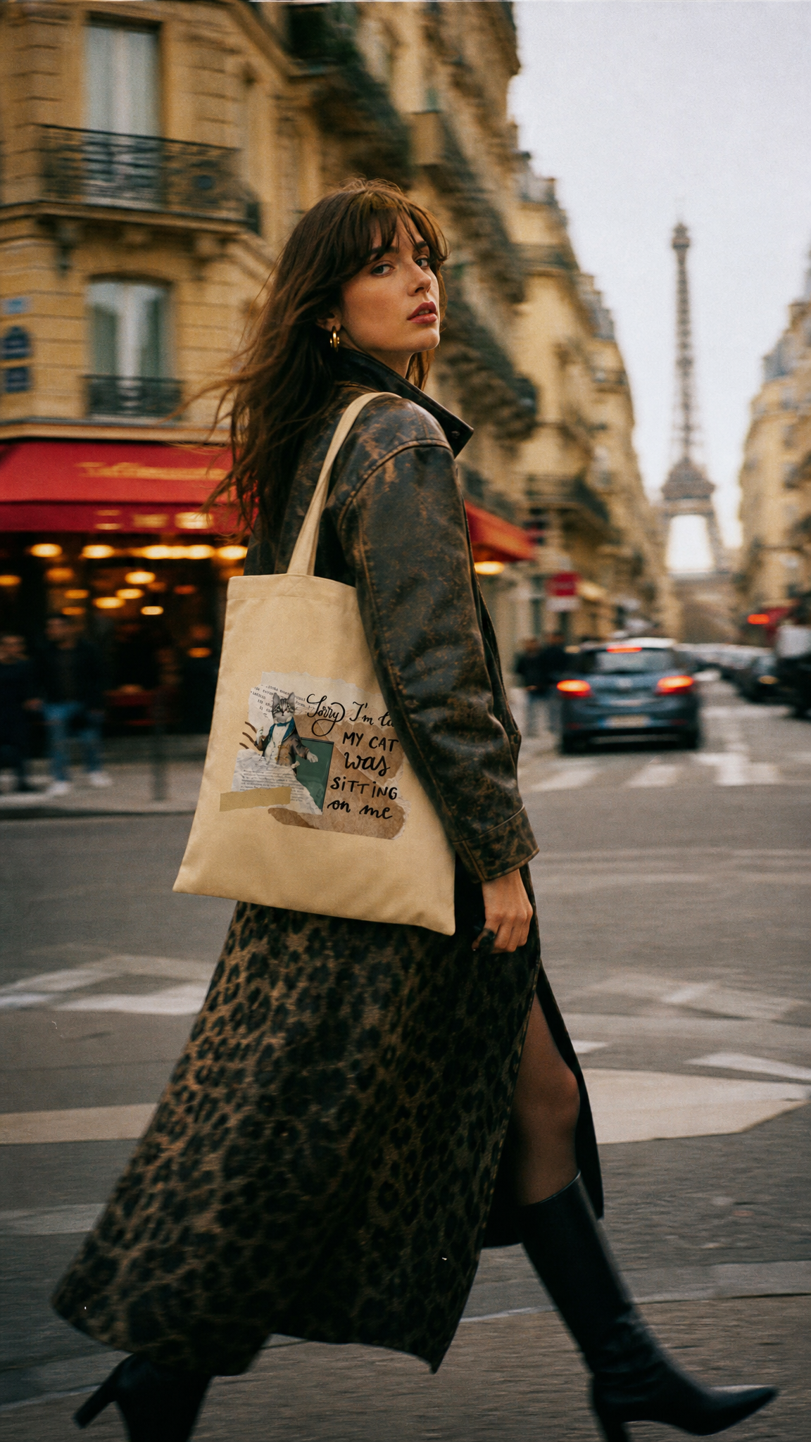 Cotton tote bag "Sorry I'm late"