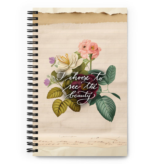 Spiral notebook "I choose to see vintage rose"