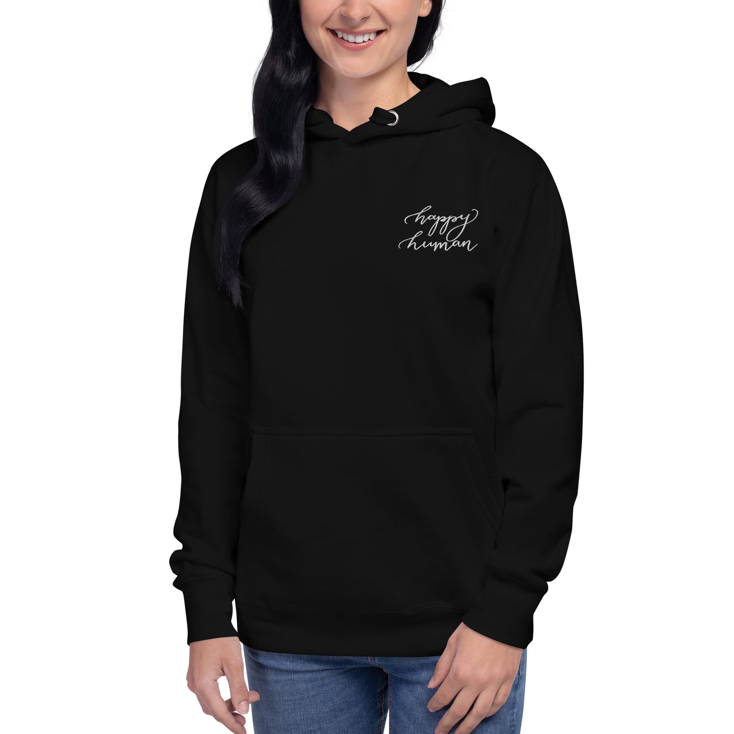 Embroidered Hoodie "happy human"