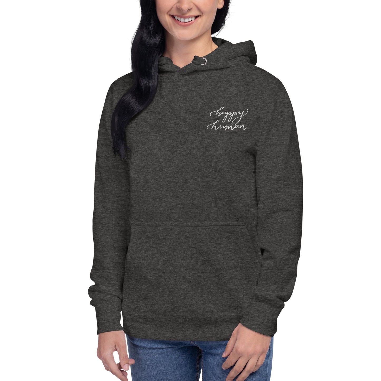 Embroidered Hoodie "happy human"