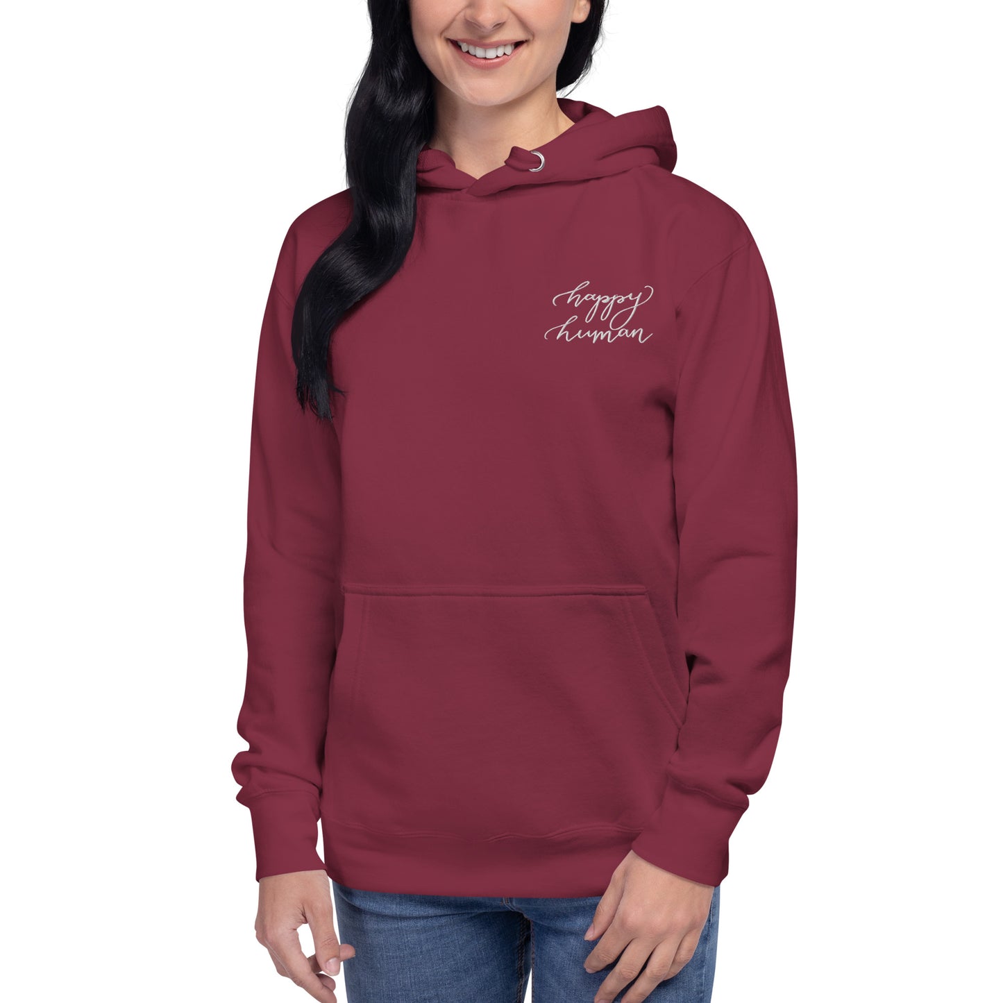 Embroidered Hoodie "happy human"