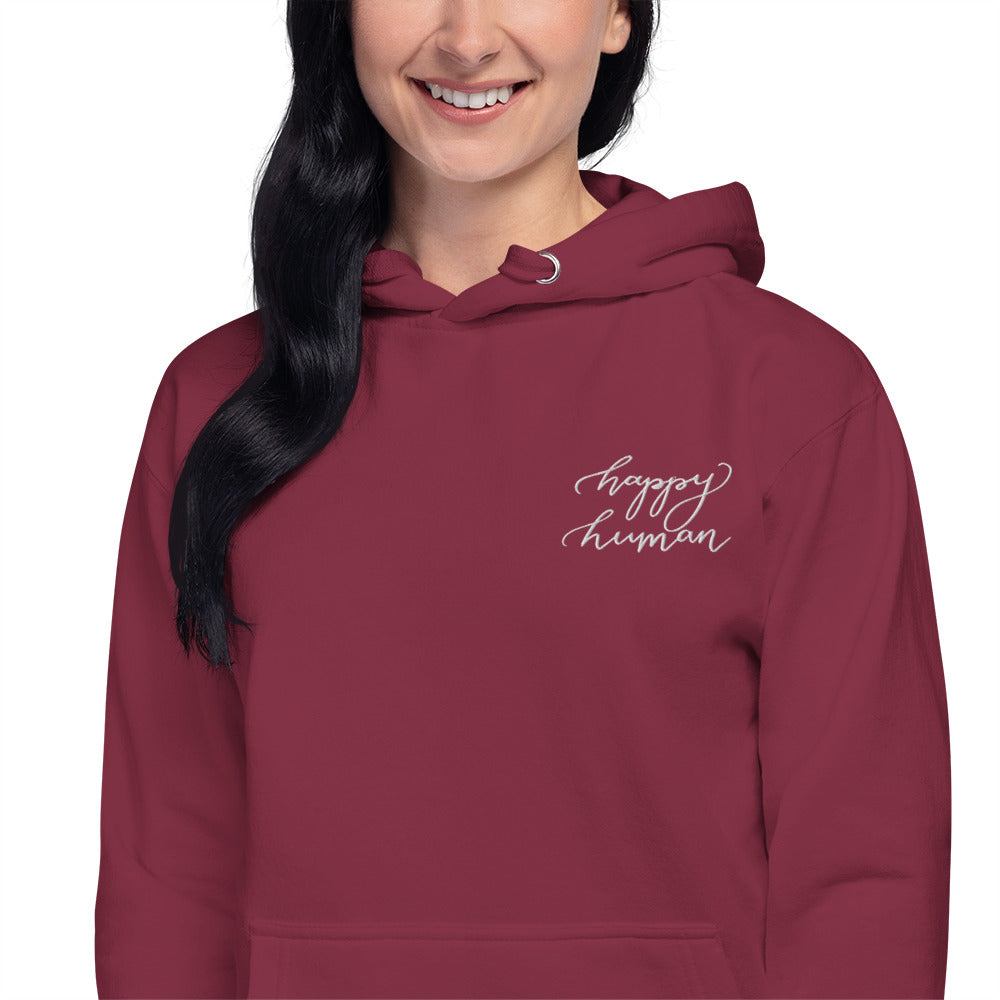 Embroidered Hoodie "happy human"