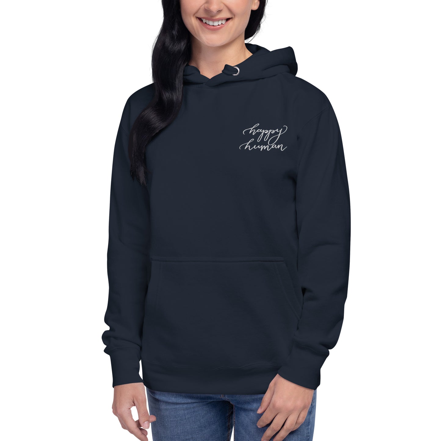 Embroidered Hoodie "happy human"