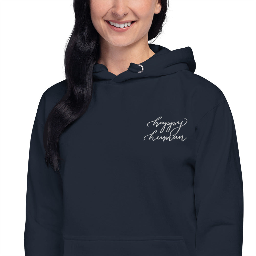 Embroidered Hoodie "happy human"