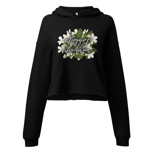 Cropped hoodie "happy human - floral"