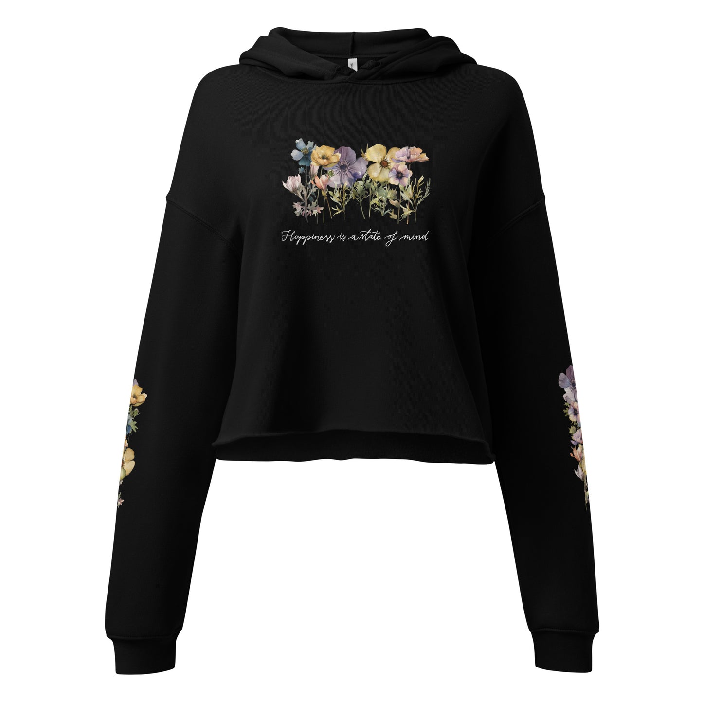 Cropped hoodie "Happiness" floral sleeves