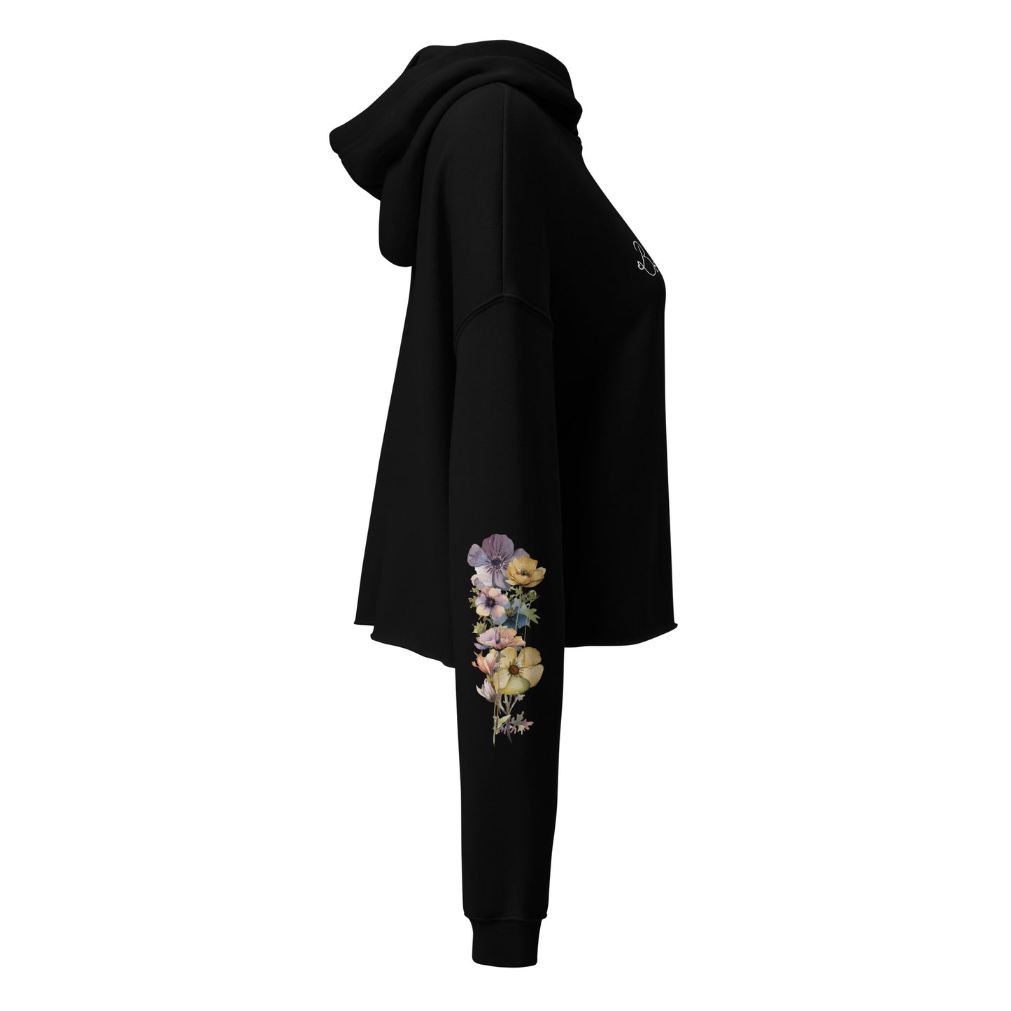 Cropped hoodie "Be kind" floral sleeves