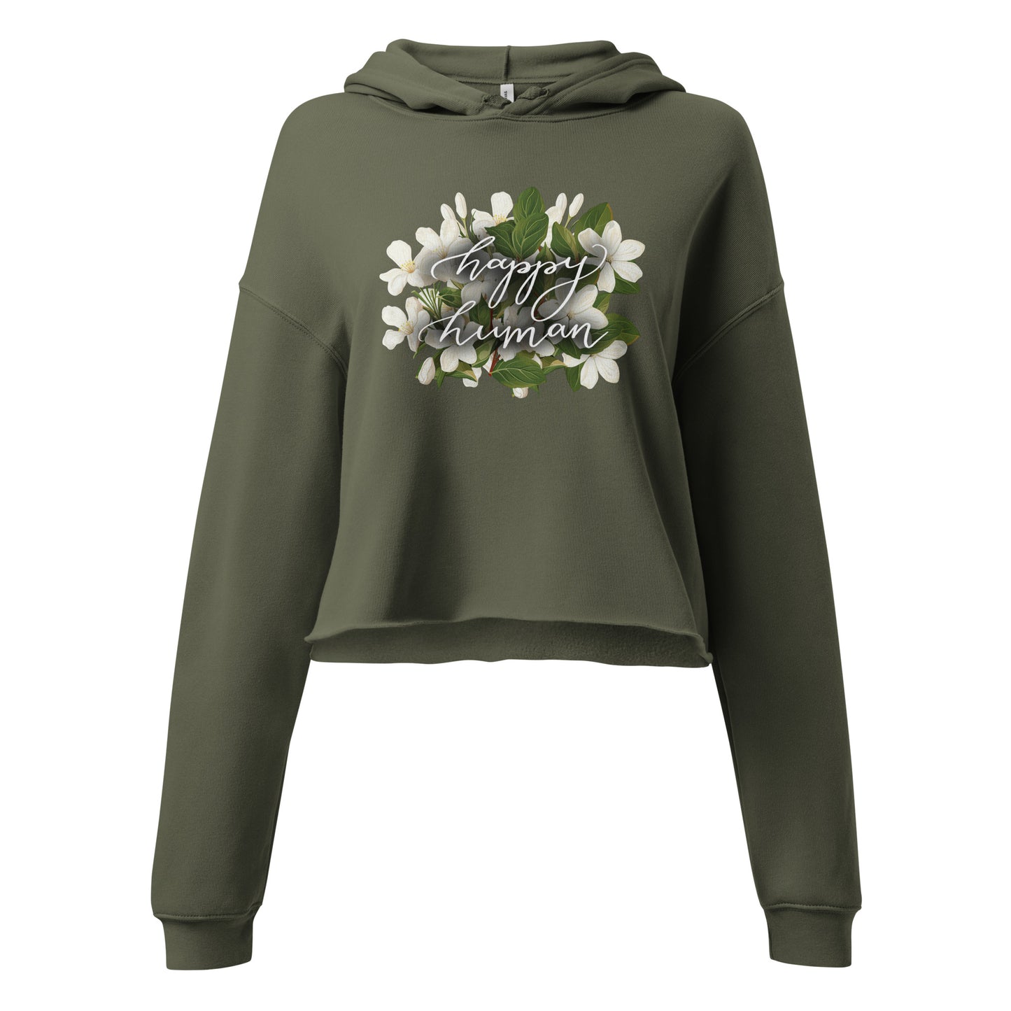 Cropped hoodie "happy human - floral"