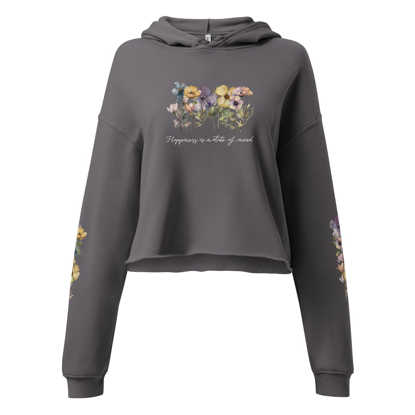 Cropped hoodie "Happiness" floral sleeves